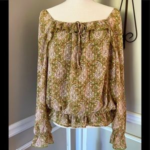 DR2 swiss dot paisley multi color top.